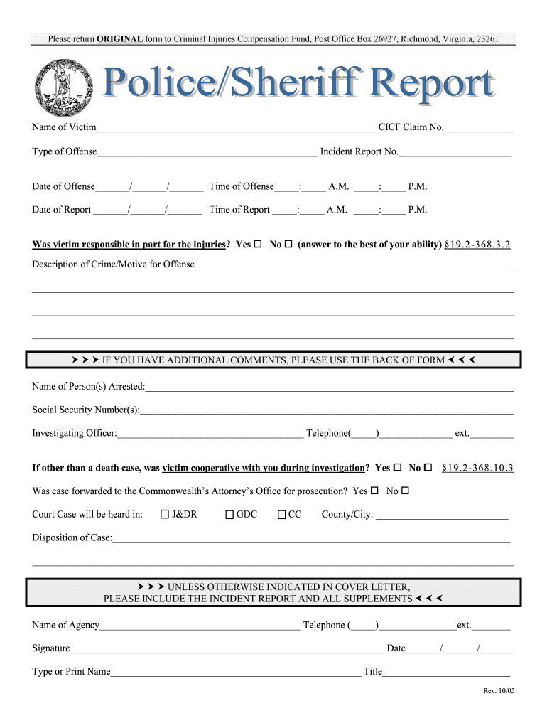  Police Report Sealdoc Cicf State Va 2005-2024