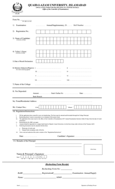 Quaid E Azam University Degree Form