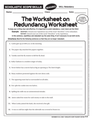 Redundancy Worksheet  Form