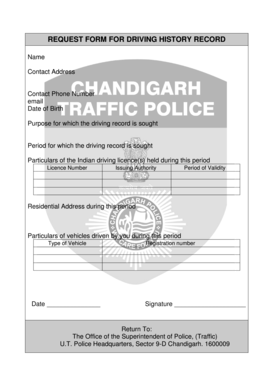 Request Form for Driving History Record Chandigarh Traffic Police Chandigarhtrafficpolice