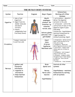 Body Systems Template  Form
