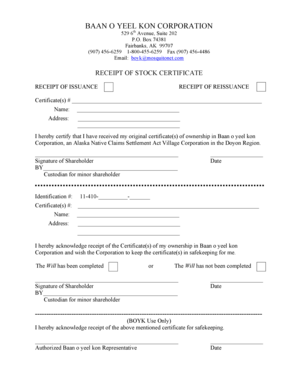 Safe Keeping Receipt Sample  Form