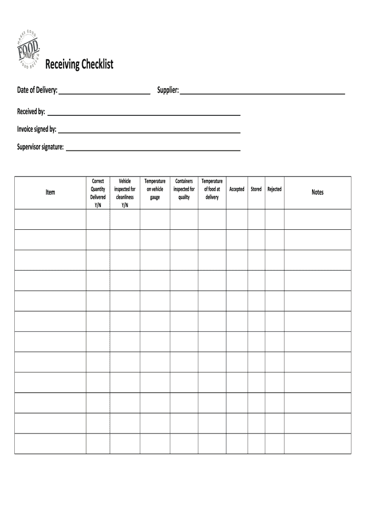 Check List for Raw Material Receiving in Pharma Industry  Form