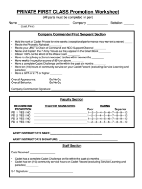 Promotion Worksheet  Form