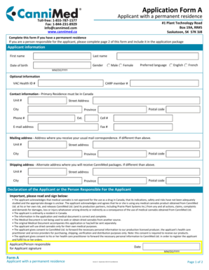 Application Form a CanniMed