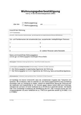 Wohnungsgeberbescheinigung  Form