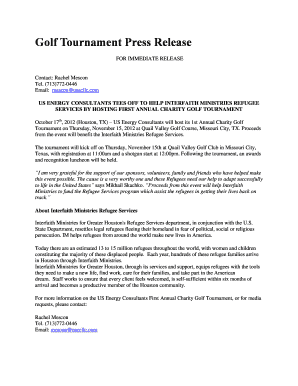 Golf Tournament Press Release  Form