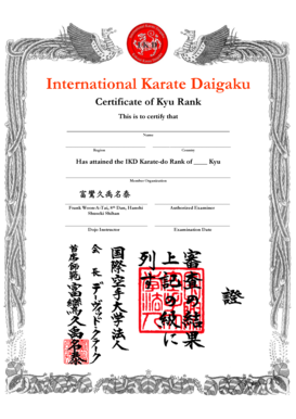 IKD Official Kyu Certificate of Rank Final  Form