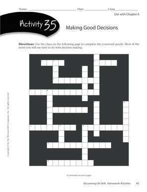 Making Good Decisions Crossword  Form