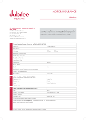 Jubilee Health Insurance Inpatient Claim Reimbursement Form