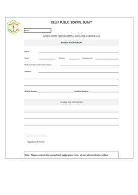 School Bonafide Certificate PDF  Form