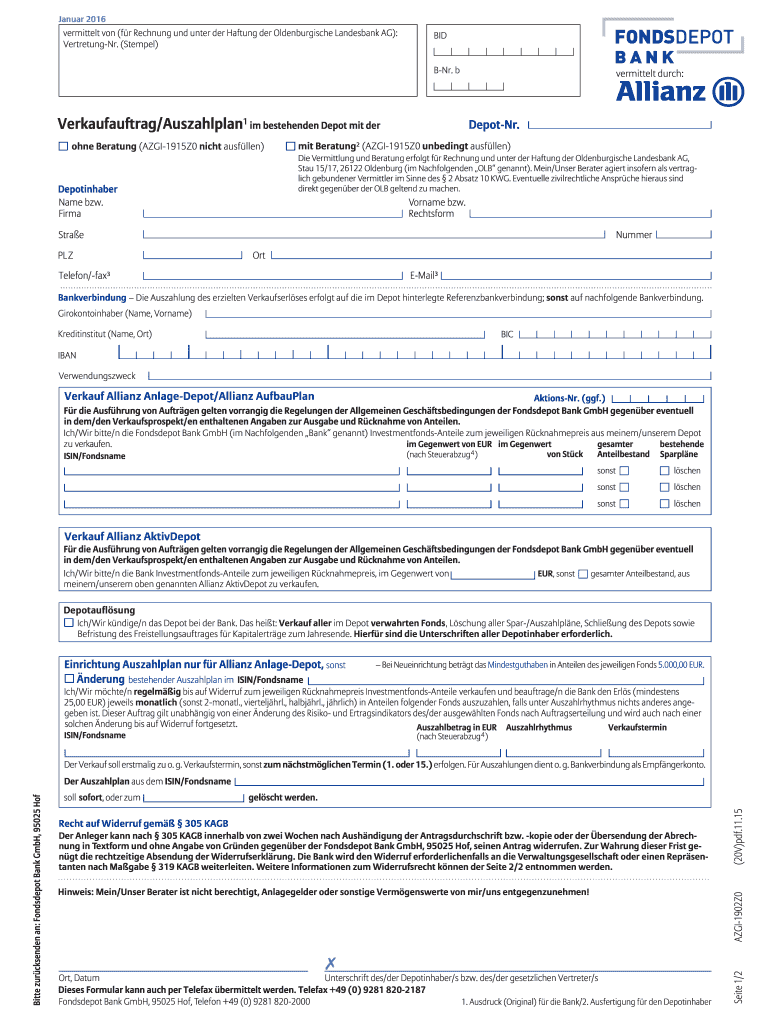  Auszahlplan Allianz 2016-2024