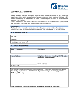 How to Apply at Nampak  Form