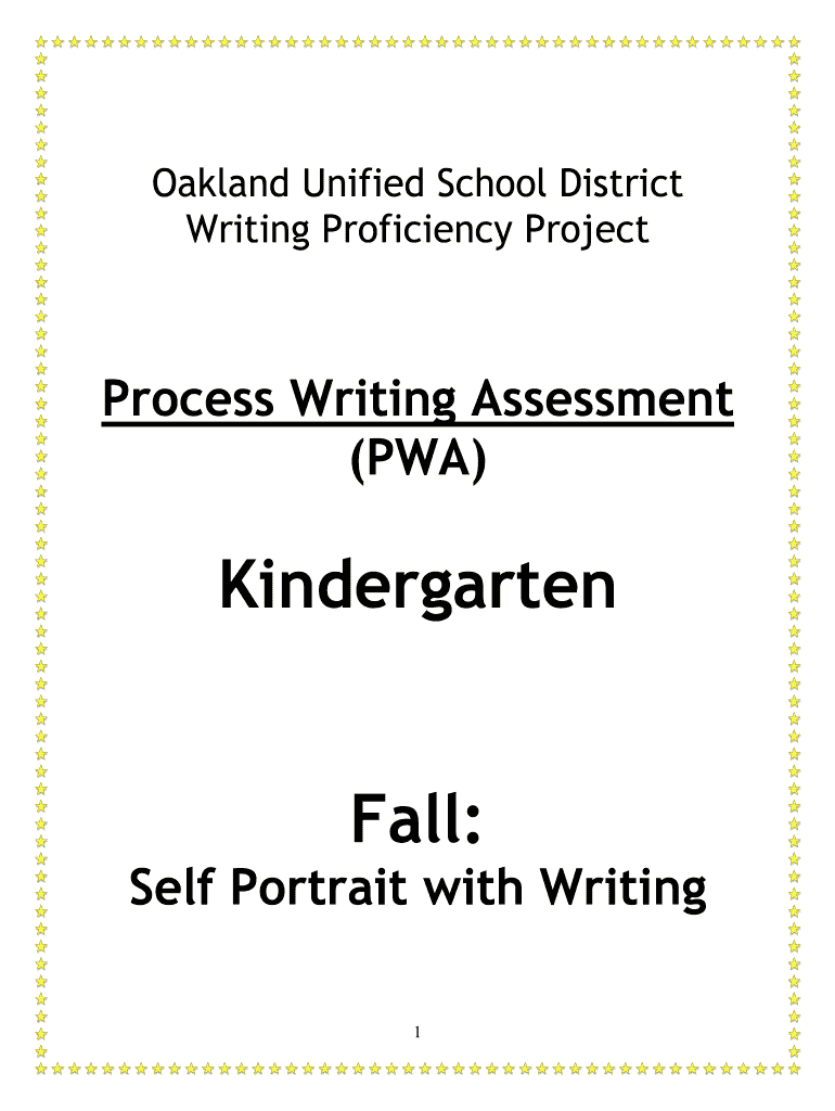 Kindergarten Fall PW the Writing Proficiency Project Oaklandwrites  Form