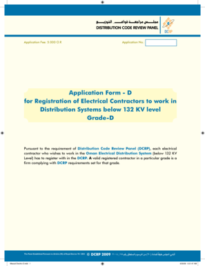 Application Form D for Registration of Electrical