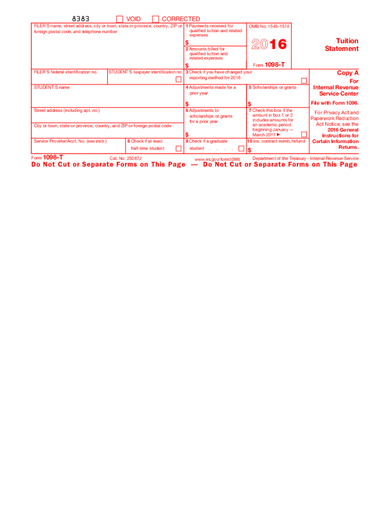  1098 T Form 2016