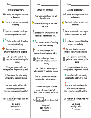 Annotation Bookmark D103  Form