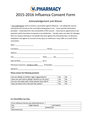 Influenza Consent Form Flu Shots at Flushots Usu