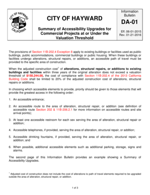 CITY of HAYWARD Bulletin DA 01 Hayward Ca  Form