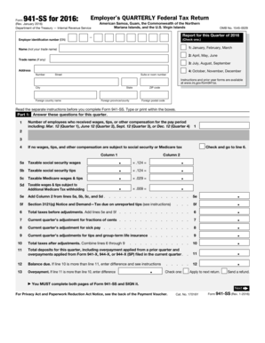 Form 941 SS Rev January Employer&#039;s Quarterly Federal Tax Return American Samoa, Guam, the Commonwealth of the Northern Mari