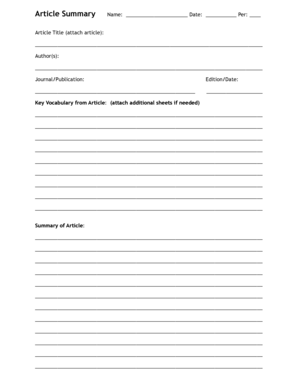 Article Summary Template  Form