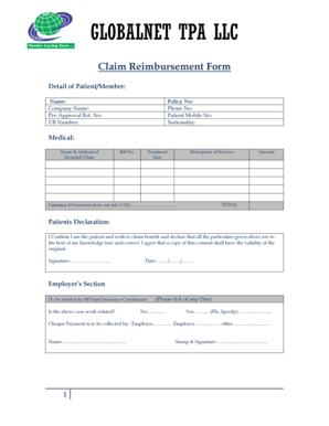 GLOBALNET Claim Form