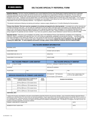 Deltacare Specialty Referral Form PDF