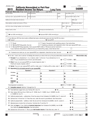  Form 540NR California Nonresident or Part Year Resident 2018