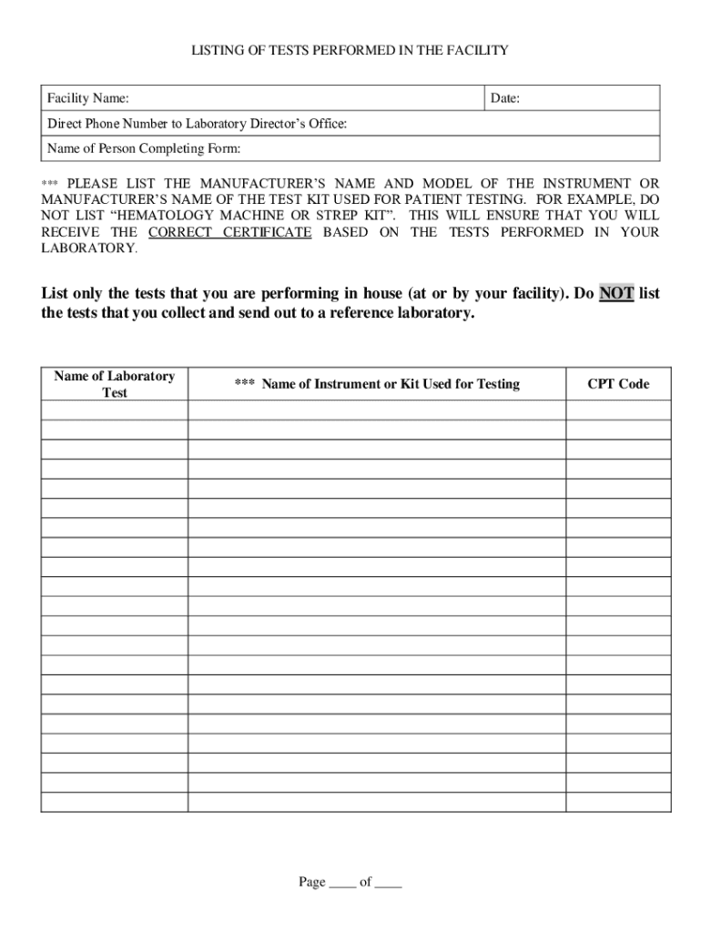 Clia Waiver Application Texas  Form