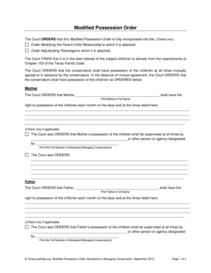 Example of Modified Possession Order  Form