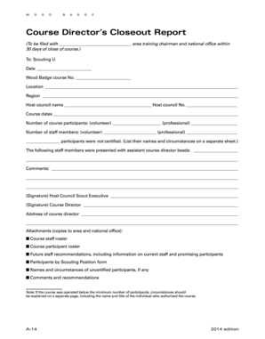 Course Directors Closeout Report Scoutingorg  Form