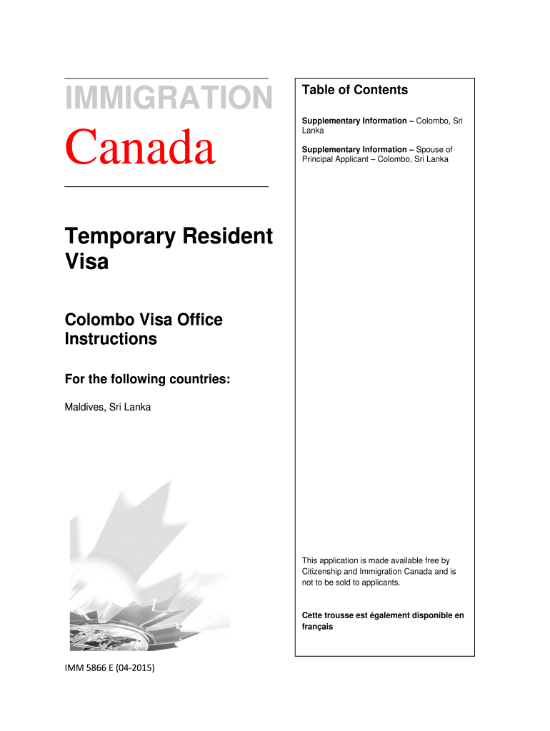  Form Canada IMM 5866 E Fill Online, Printable, Fillable 2015
