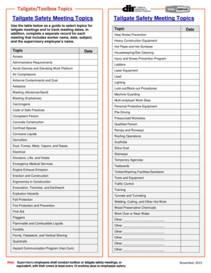  Tailgate Safety Meeting Topics California Department of Dir Ca 2015-2024