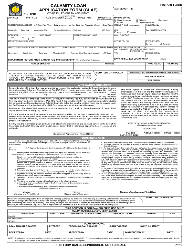 Pag Ibig Calamity Loan Form