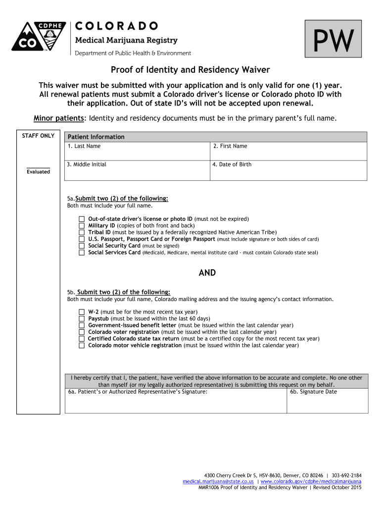  Proof of Identity and Residency Waiver  Coloradogov  Colorado 2015