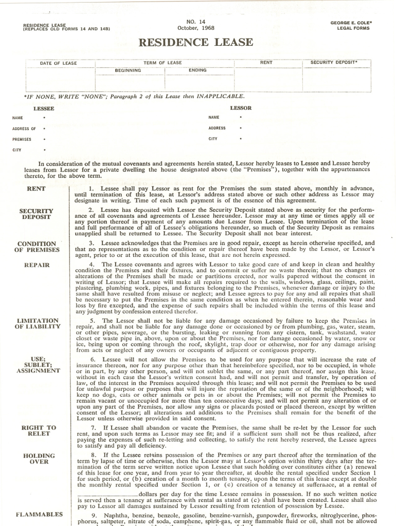  George E Cole Residence Lease 1968-2024