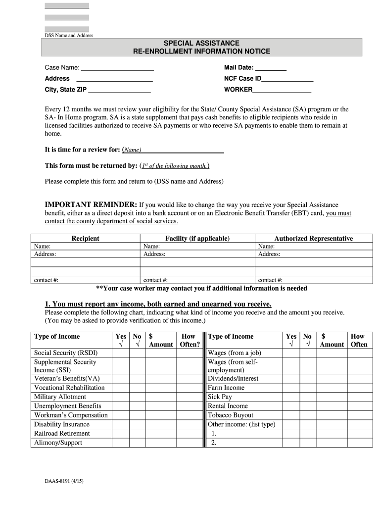  Daas 8191 Form 2015