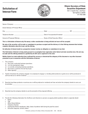  Illinois Secretary of State Solicitation of Interest Form 2015-2024
