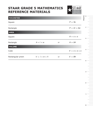 5th Grade Reference Sheet Staar  Form