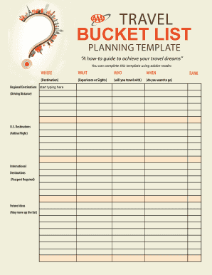 TRAVEL BUCKET LIST Cmsmidatlanticaaacom  Form