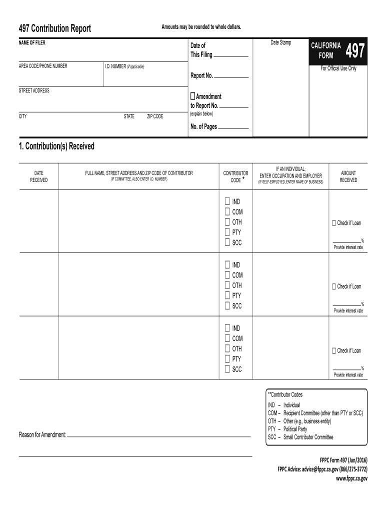  497 24 Hour Contribution CALIFORNIA Report Instructions FORM 2016