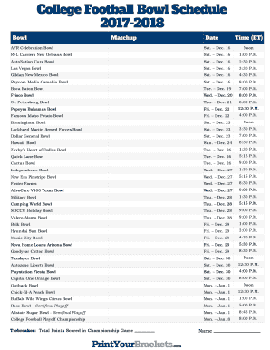 College Football Pick &#039;em Printable Sheets  Form