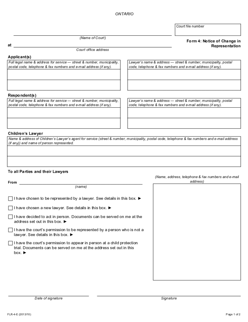 Form 4 Notice of Change in Representation Ontariocourtforms on