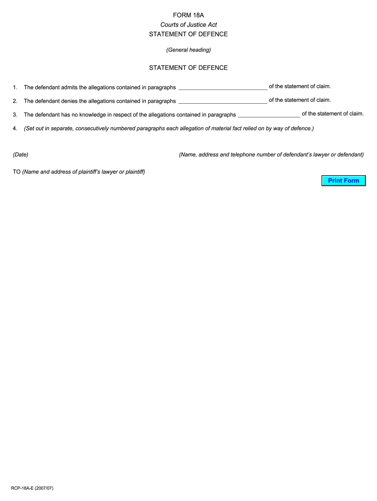  18a Statement Defence Form 2007-2024