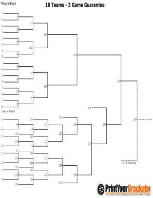 16 Teams 3 Game Guarantee Winners Bracket 1 1 16 13 8 2 9 25 5 3 12 14 4 4 13 3 31 5 14 15 6 6 11 34 26 7 7 10 16 2 8 15 L31 Los  Form