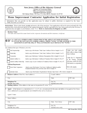  Home Improvement Contractor New Jersey Division of Consumer 2016