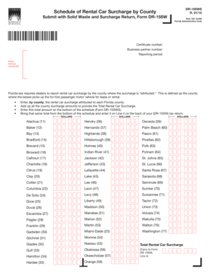  DR 15SWS Schedule of Rental Car Surcharge by County R 0115 2015