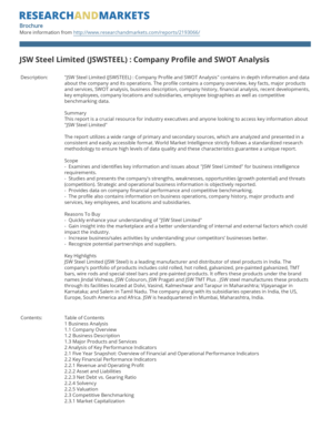 Jsw Steel Company Profile PDF  Form