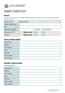 Supplier Creation Form