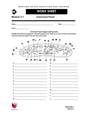 Instrument Panel Worksheet Answer Key  Form